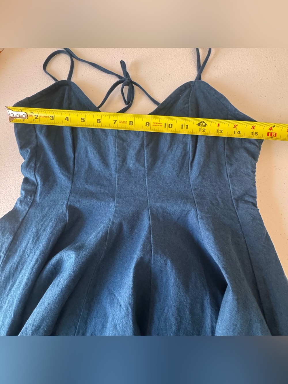 Free People free-est Tan Lines Stretch Linen Blend Mini Dress Navy Size M - Picture 11 of 16